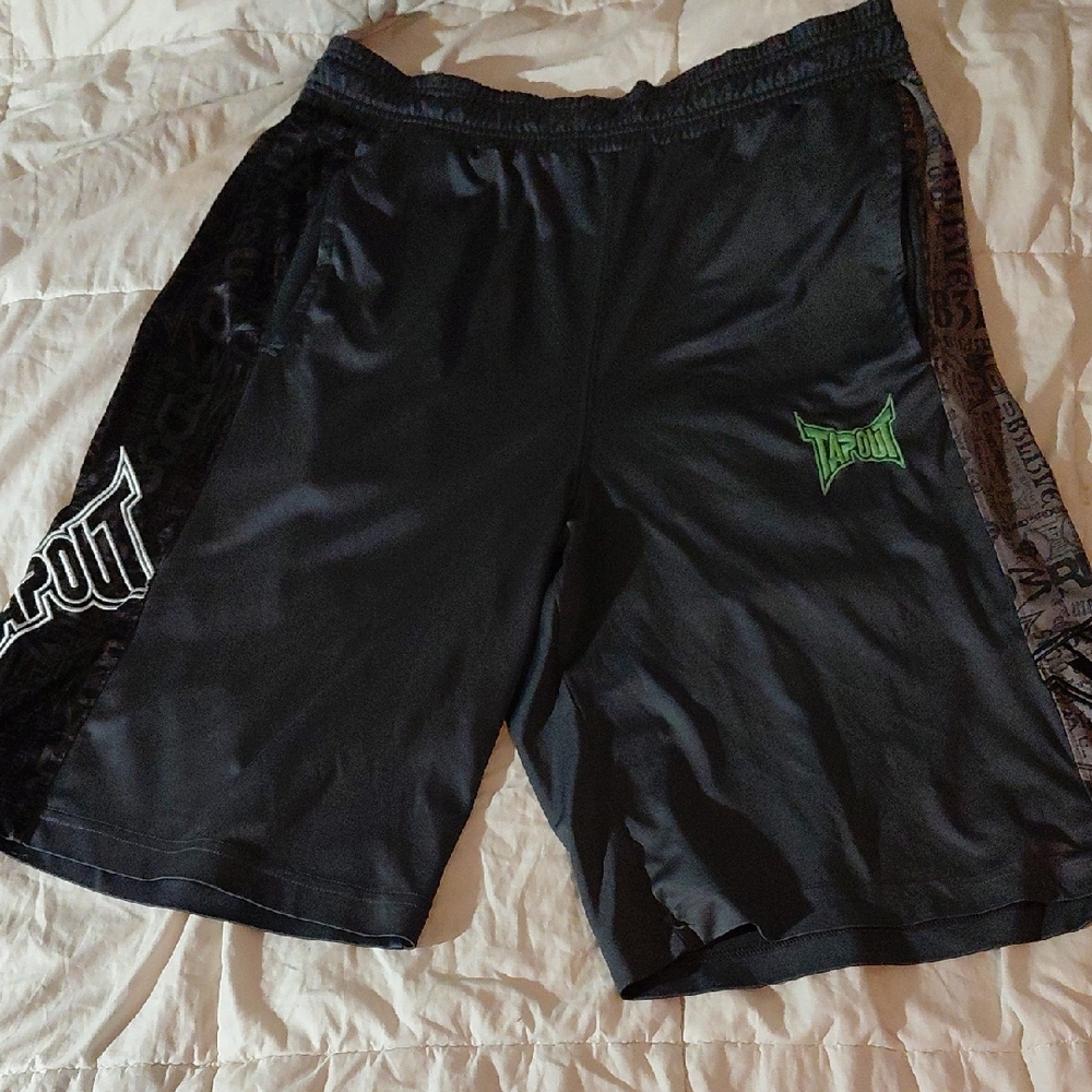 Tapout Black Athletic Shorts with Green Logo
